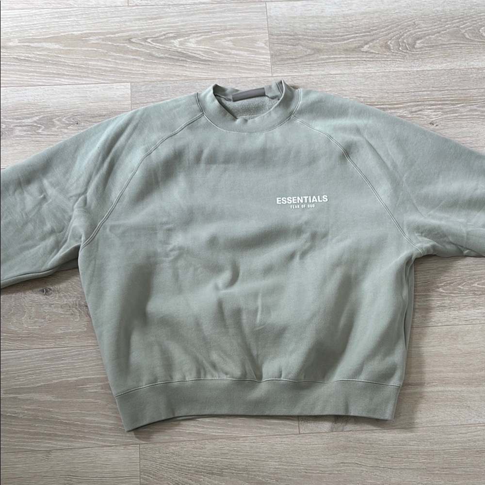 Essentials Green Crewneck Sweater Soft Cotton Blend